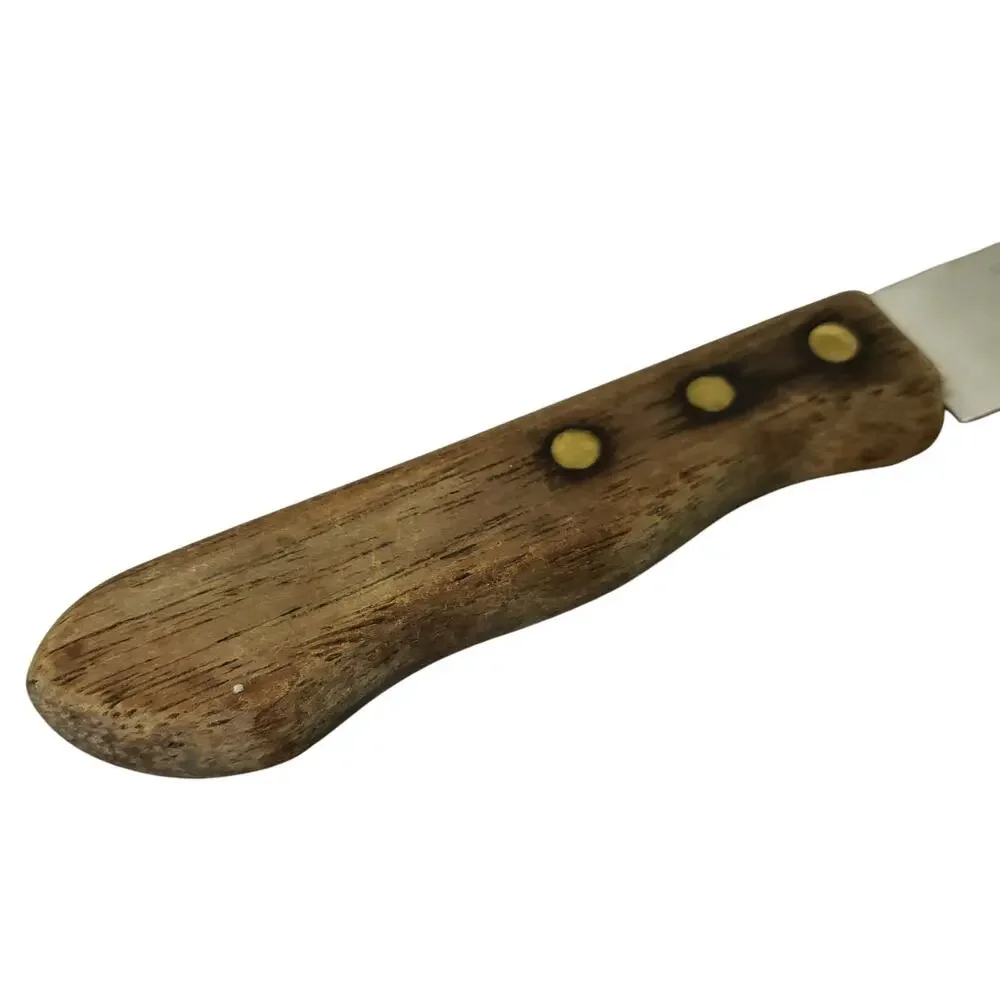 Set of 5 Walco Stainless Serrated Steak Knives Meat Dinner BBQ Wood Handles